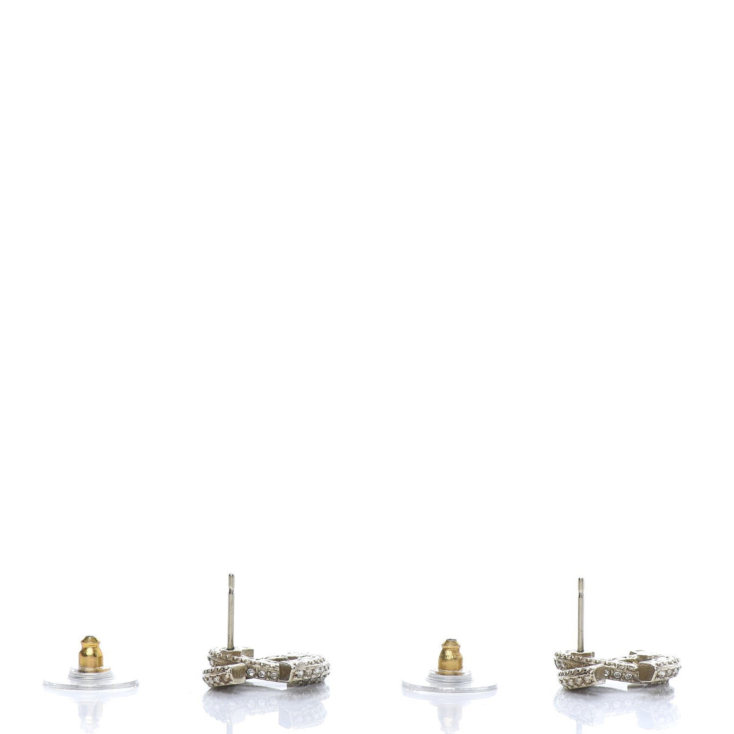Chanel Crystal Timeless CC Earrings Light Gold 4 of 5