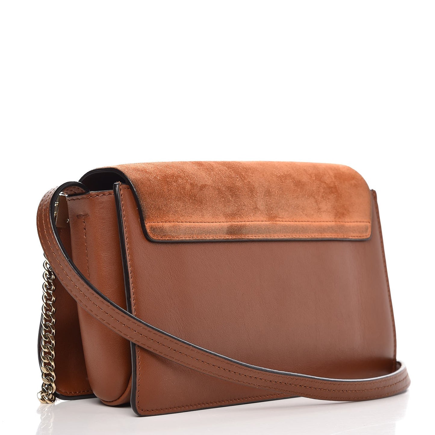 Suede Calfskin Small Faye Shoulder Bag Tobacco