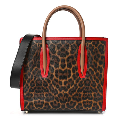Christian Louboutin Calfskin Leopard Spiked Medium Paloma Red 1 of 7