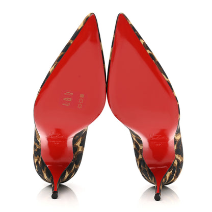 Christian Louboutin Nappa Silk Leopard Clare 80 Pumps 37 Marron 6 of 8