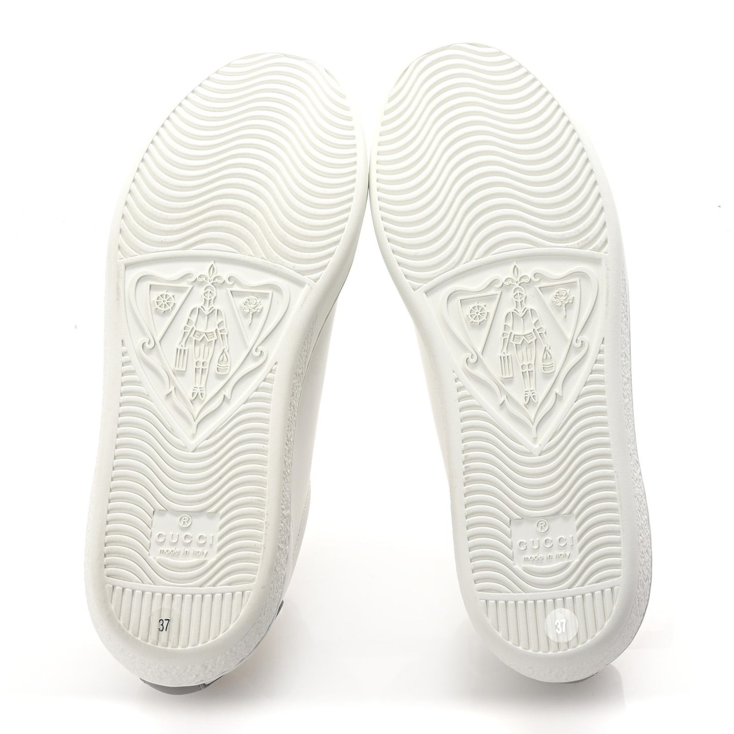 Calfskin Interlocking G Perforated Womens Ace Sneakers 37 White Grey Sky