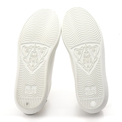 Gucci Calfskin Interlocking G Perforated Womens Ace Sneakers 37 White Grey Sky 6 of 10