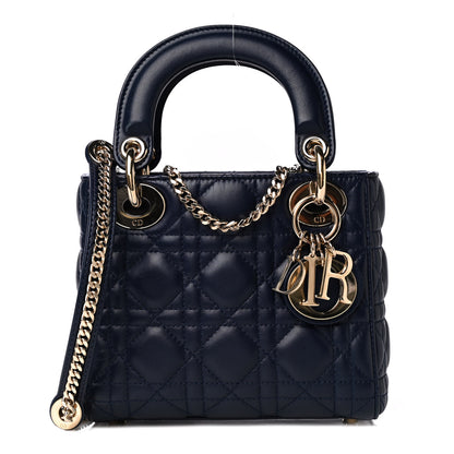 Christian Dior Lambskin Cannage Mini Lady Dior Navy Blue 1 of 10