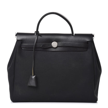 Hermes Toile Vache Calfskin Herbag 30 PM Black 1 of 25