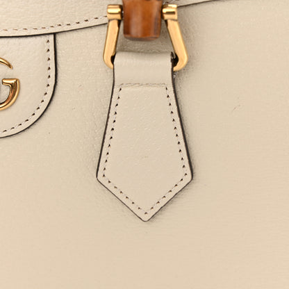 Gucci Textured Dollar Calfskin Web Small Diana Tote Bag Mystic White 12 of 14