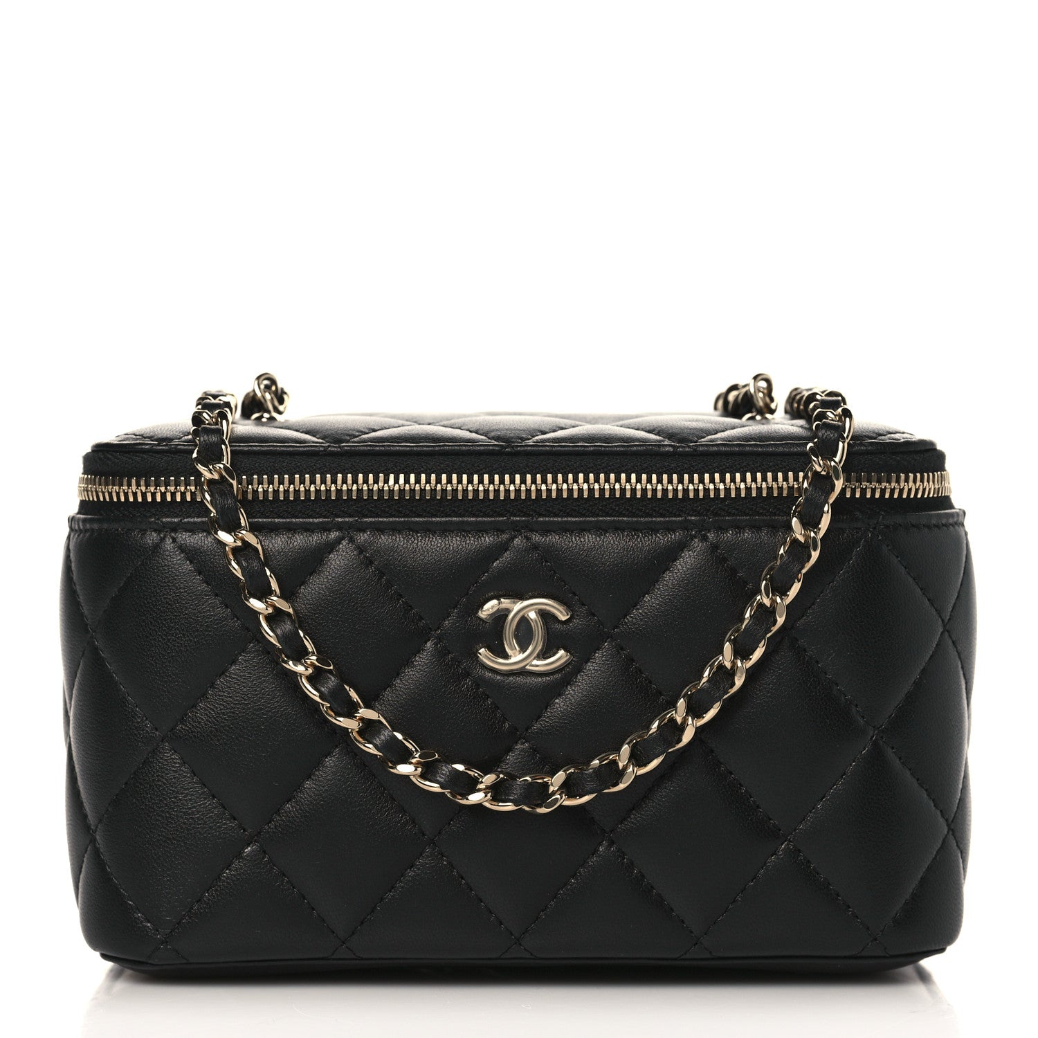 Chanel Lambskin Quilted Small Pearl Crush Vanity Case With Chain Black 1 of 10