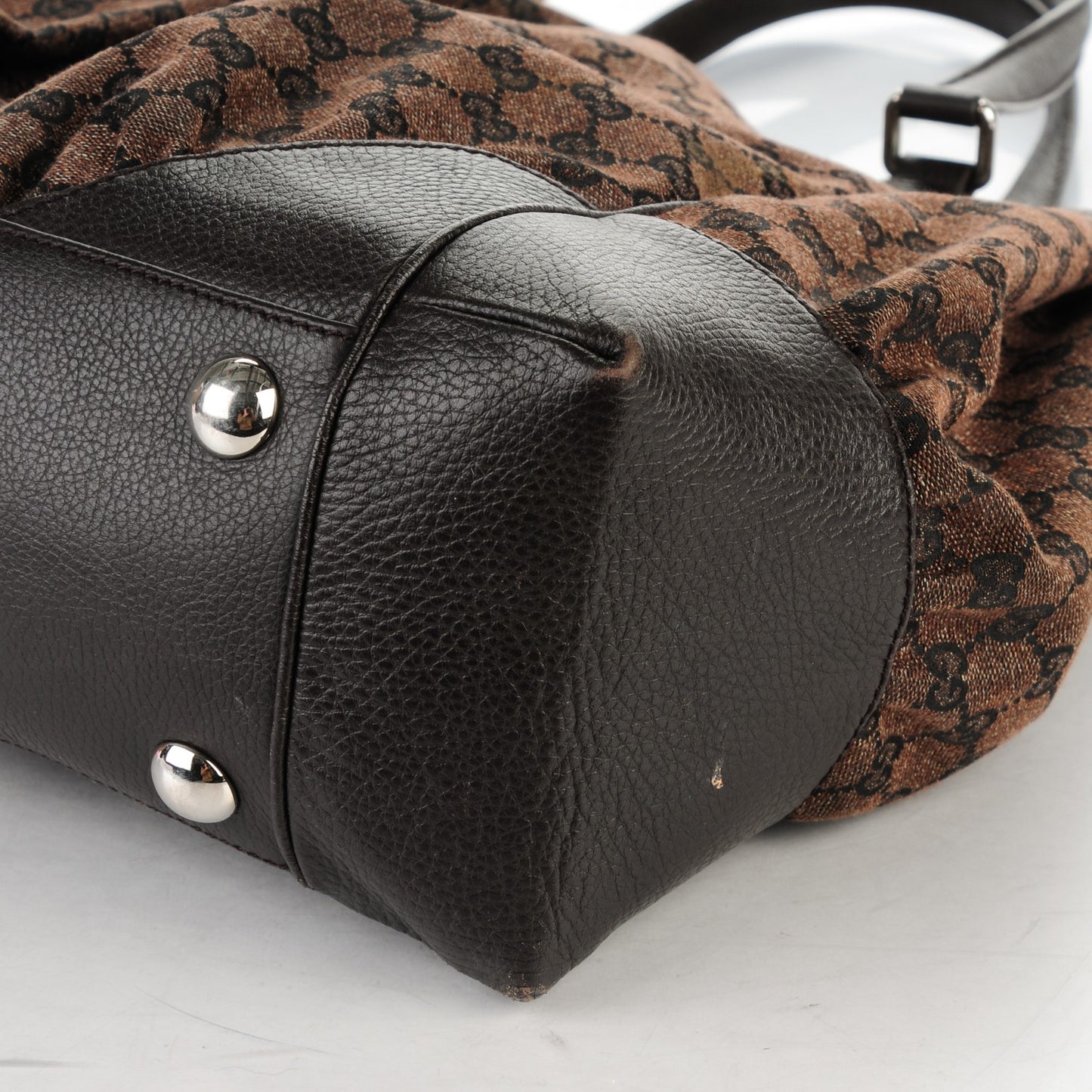 Monogram Denim Full Moon Tote Dark Brown