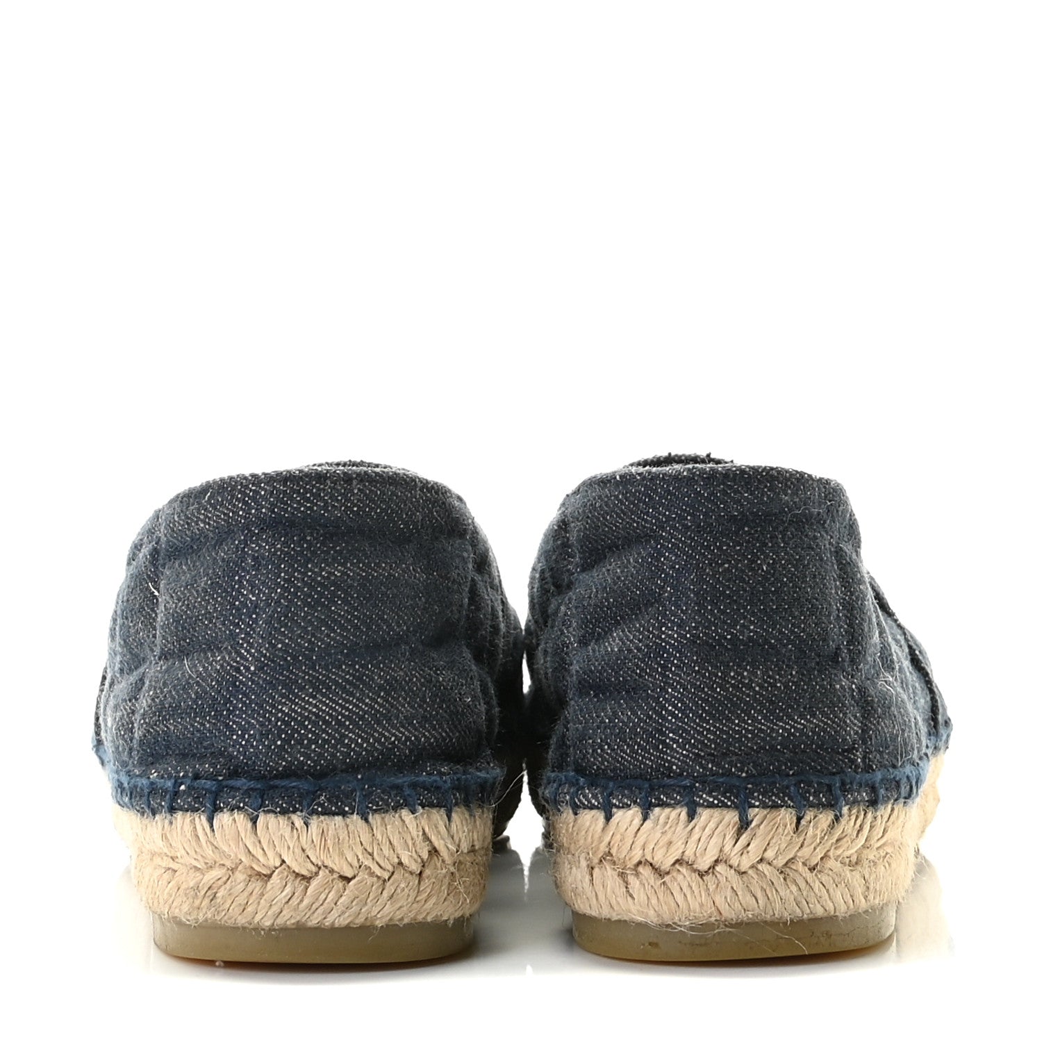 Chanel Denim Toile Embossed CC Espadrilles 37 Navy Black 5 of 12