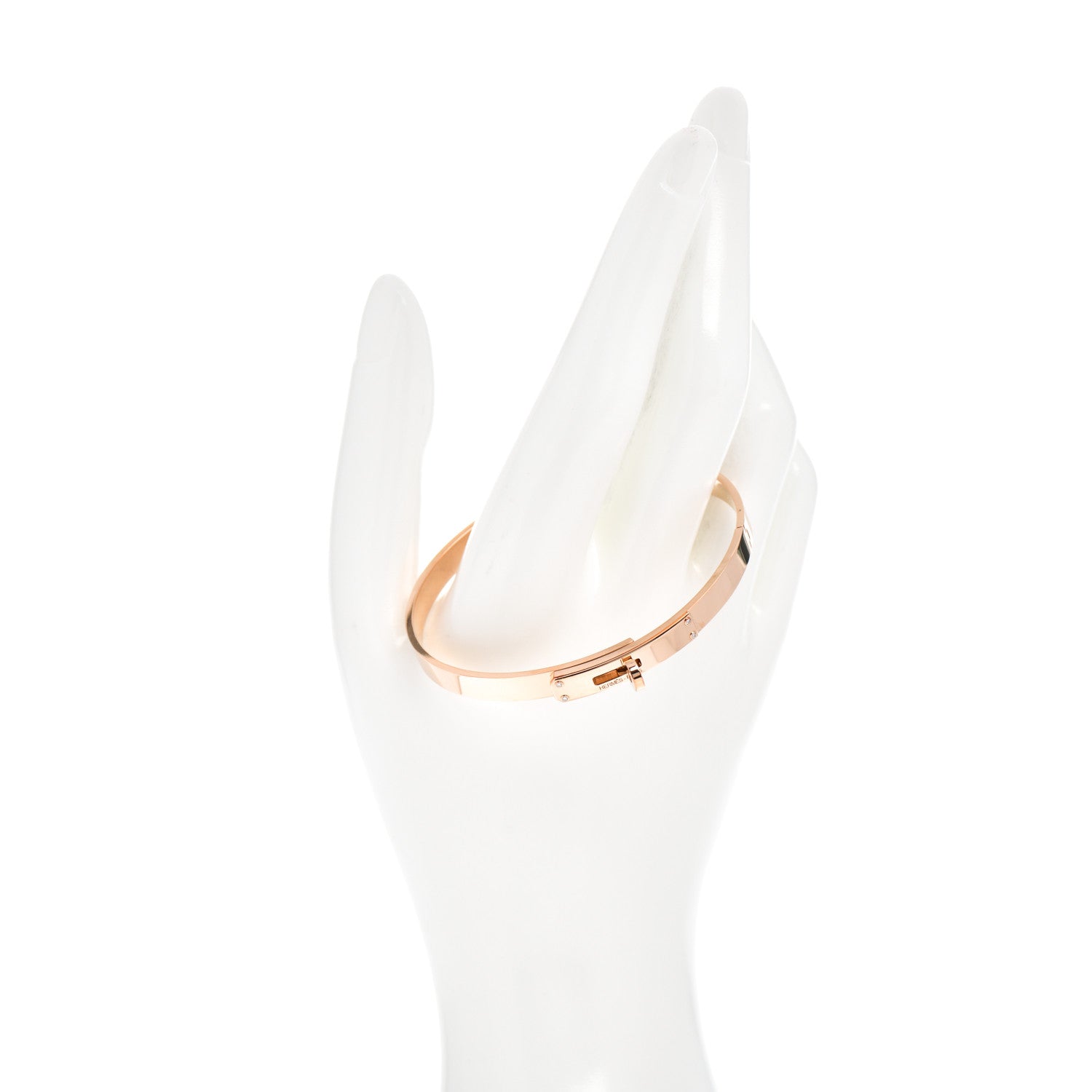 Hermes 18K Rose Gold Diamond PM Kelly Bracelet ST 2 of 4