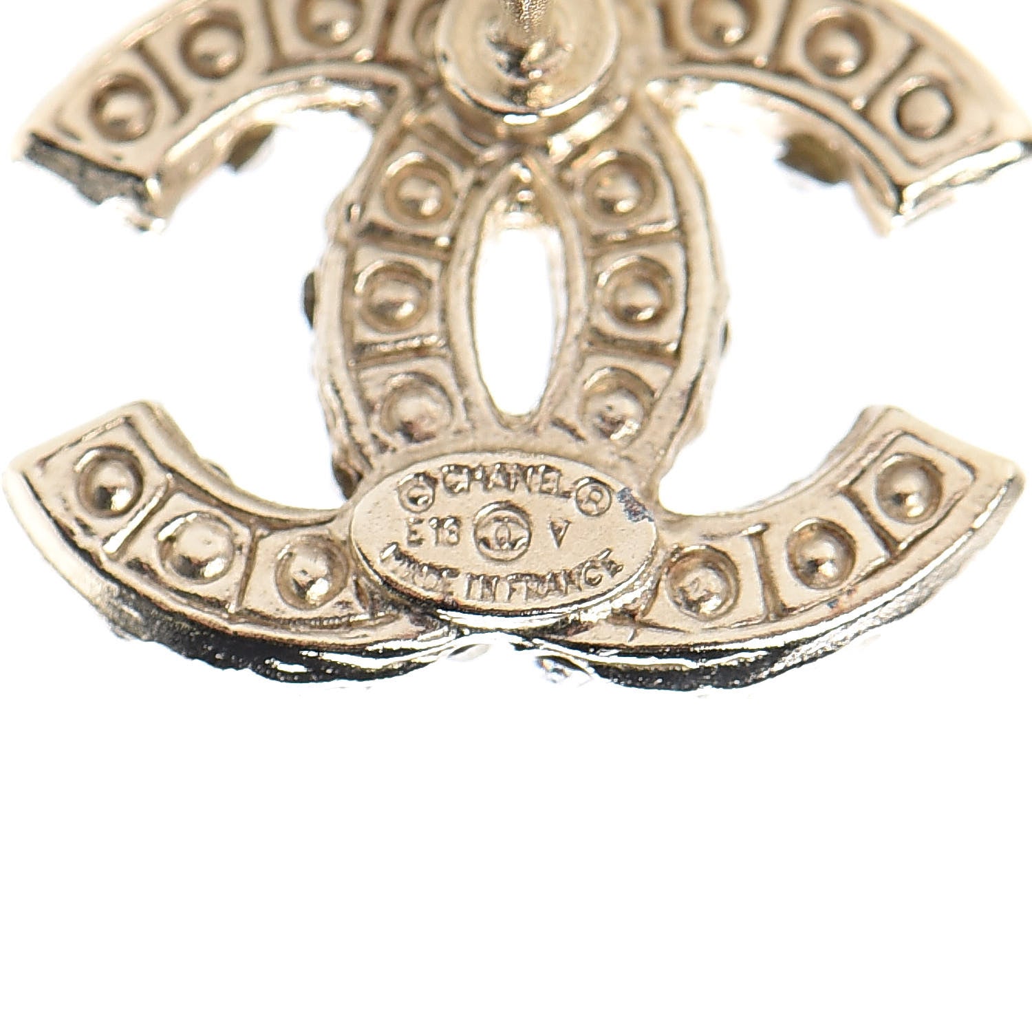 Chanel Pearl Crystal CC Earrings Gold 4 of 5