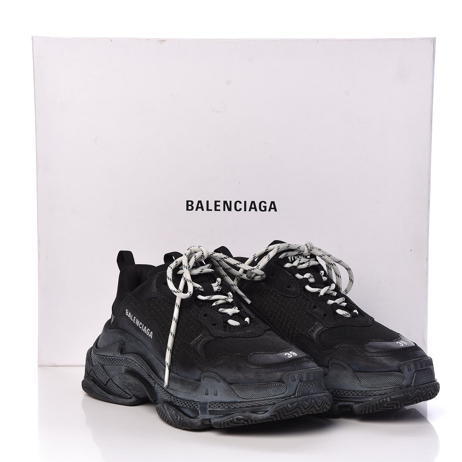 Balenciaga Mesh Nubuck Mens Triple S Sneakers 39 Black 8 of 8
