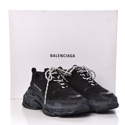 Balenciaga Mesh Nubuck Mens Triple S Sneakers 39 Black 8 of 8