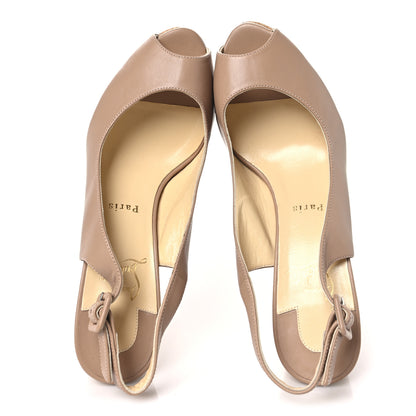 Christian Louboutin Calfskin Cork Dona Anna 120 Wedges 39 Nude Natural 2 of 8