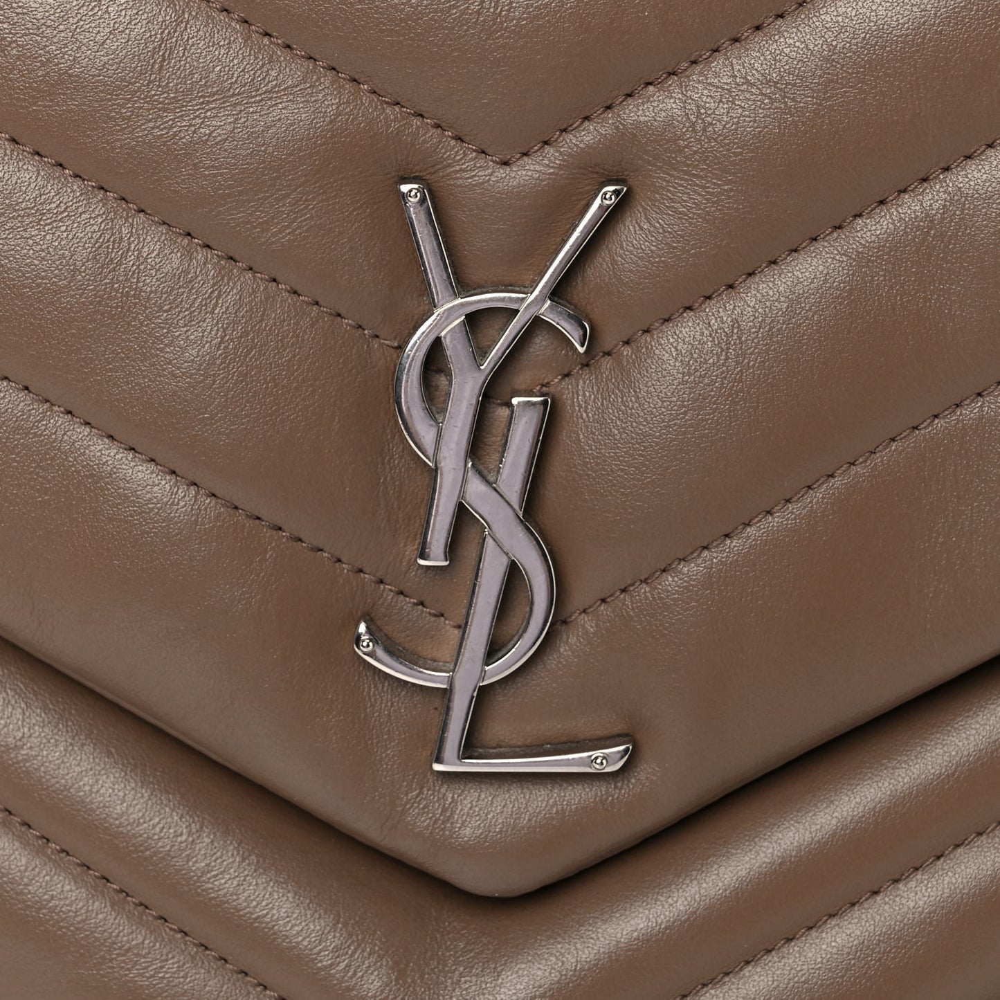 Calfskin Y Quilted Monogram Medium Loulou Chain Satchel Taupe