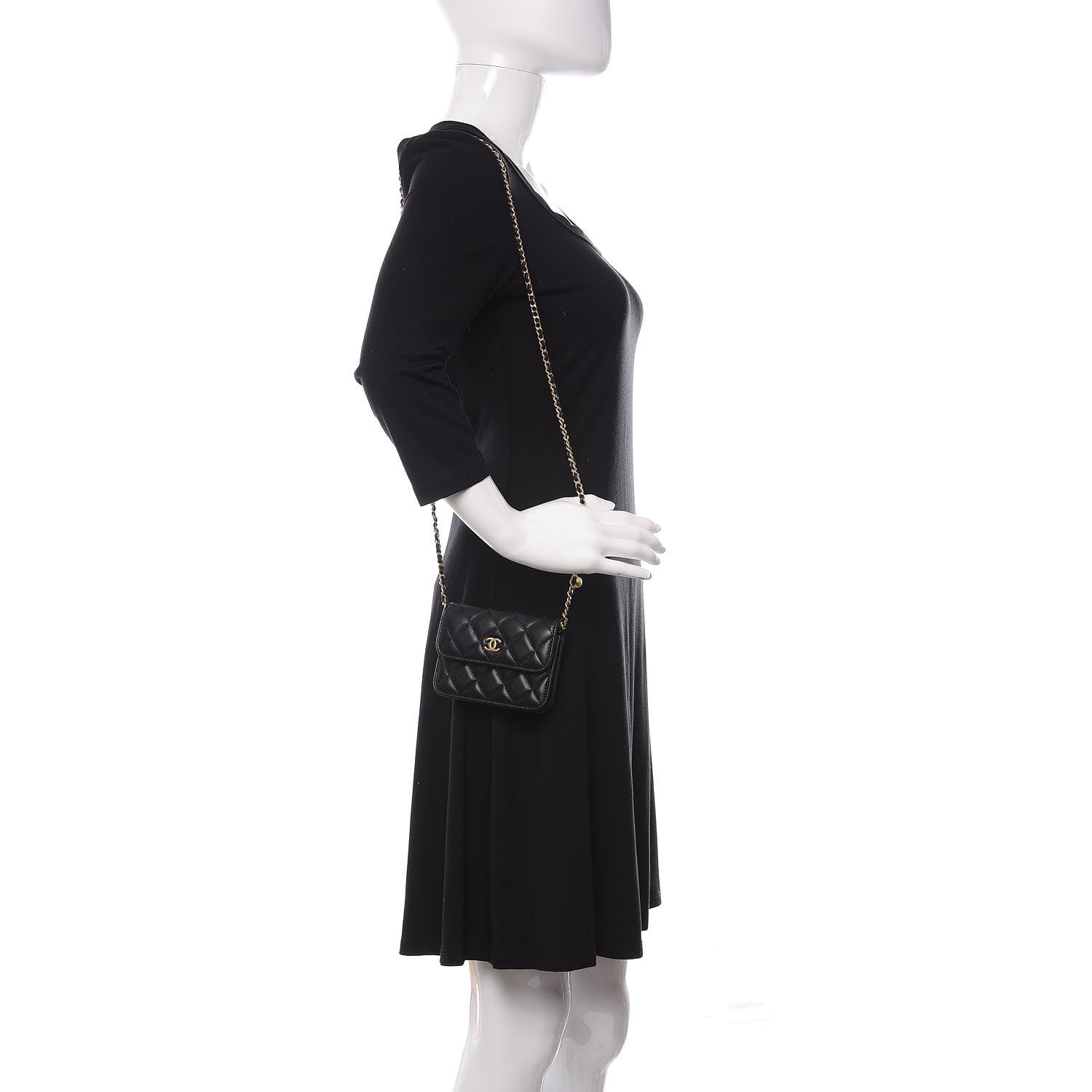Chanel Lambskin Quilted Pearl Crush Clutch With Chain Black 2 of 11