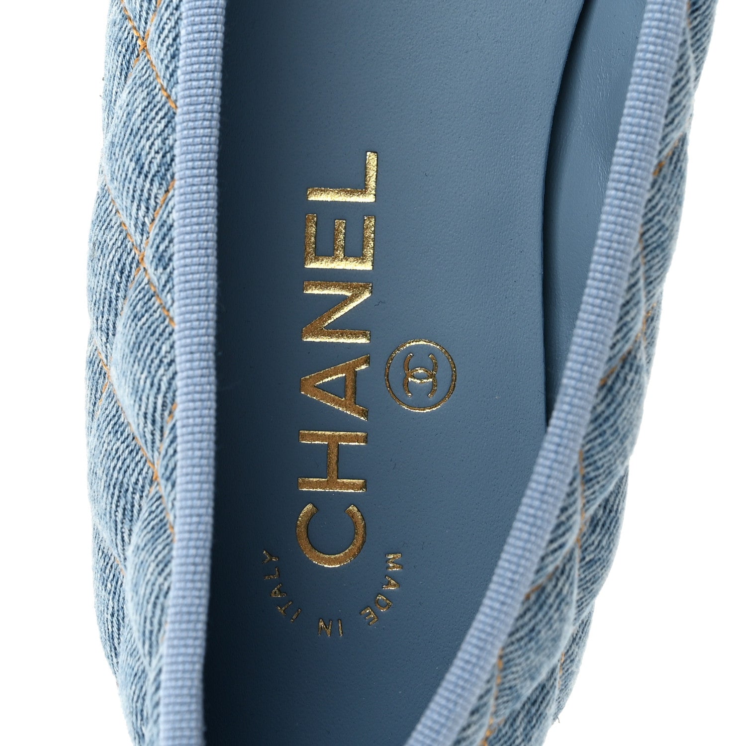 Chanel Denim Quilted CC Cap Toe Ballerina Flats 40 Light Blue 8 of 10