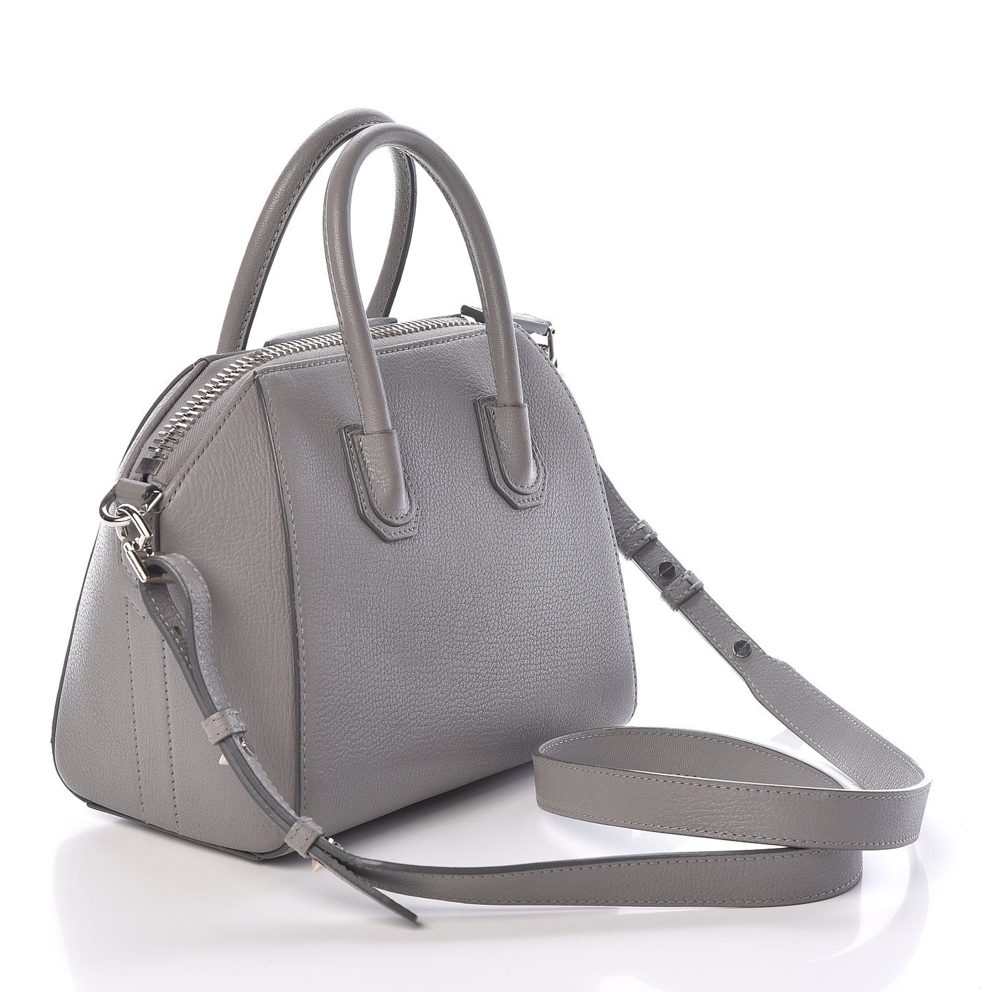 Sugar Goatskin Mini Antigona Pearl Grey