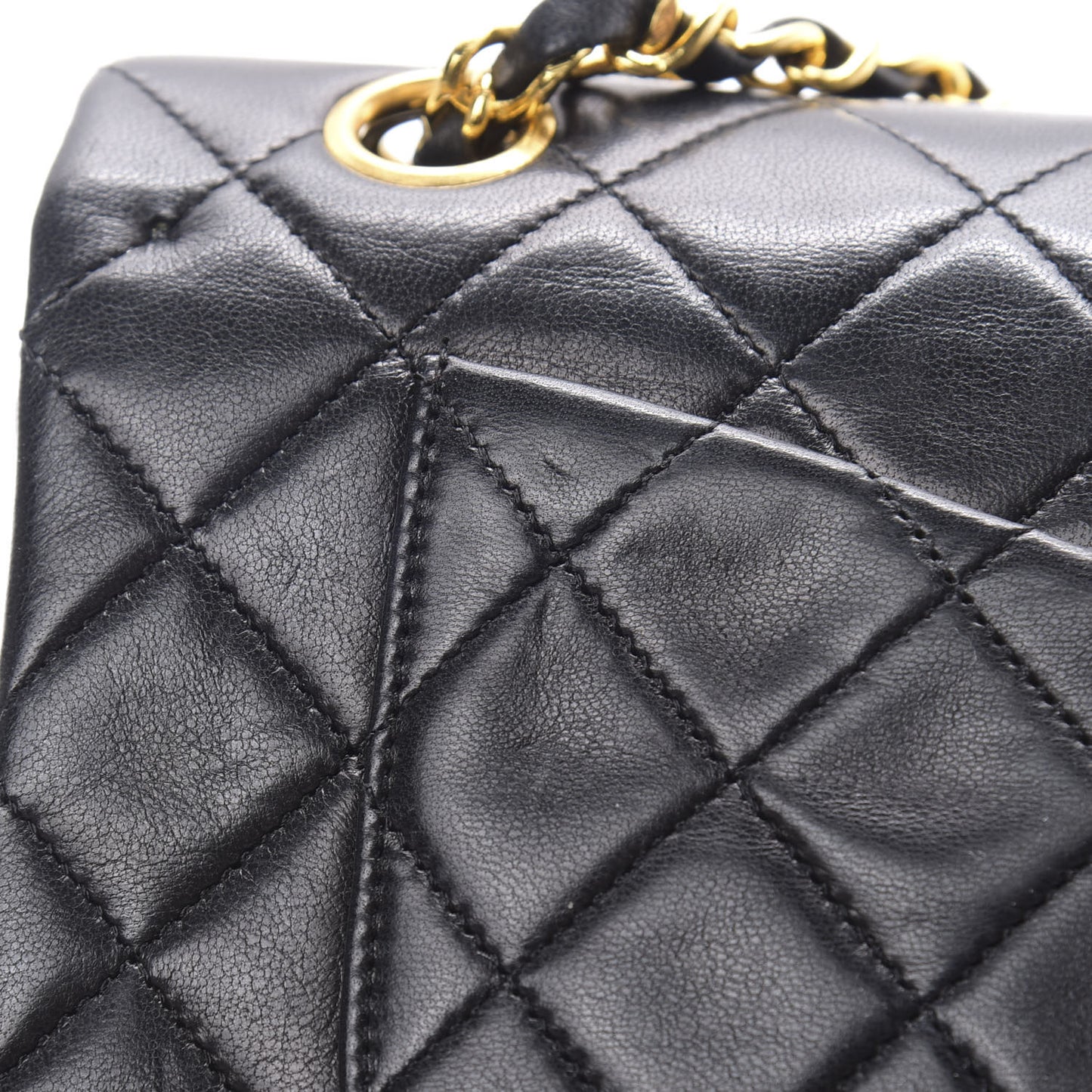 Lambskin Quilted Small Double Flap Black
