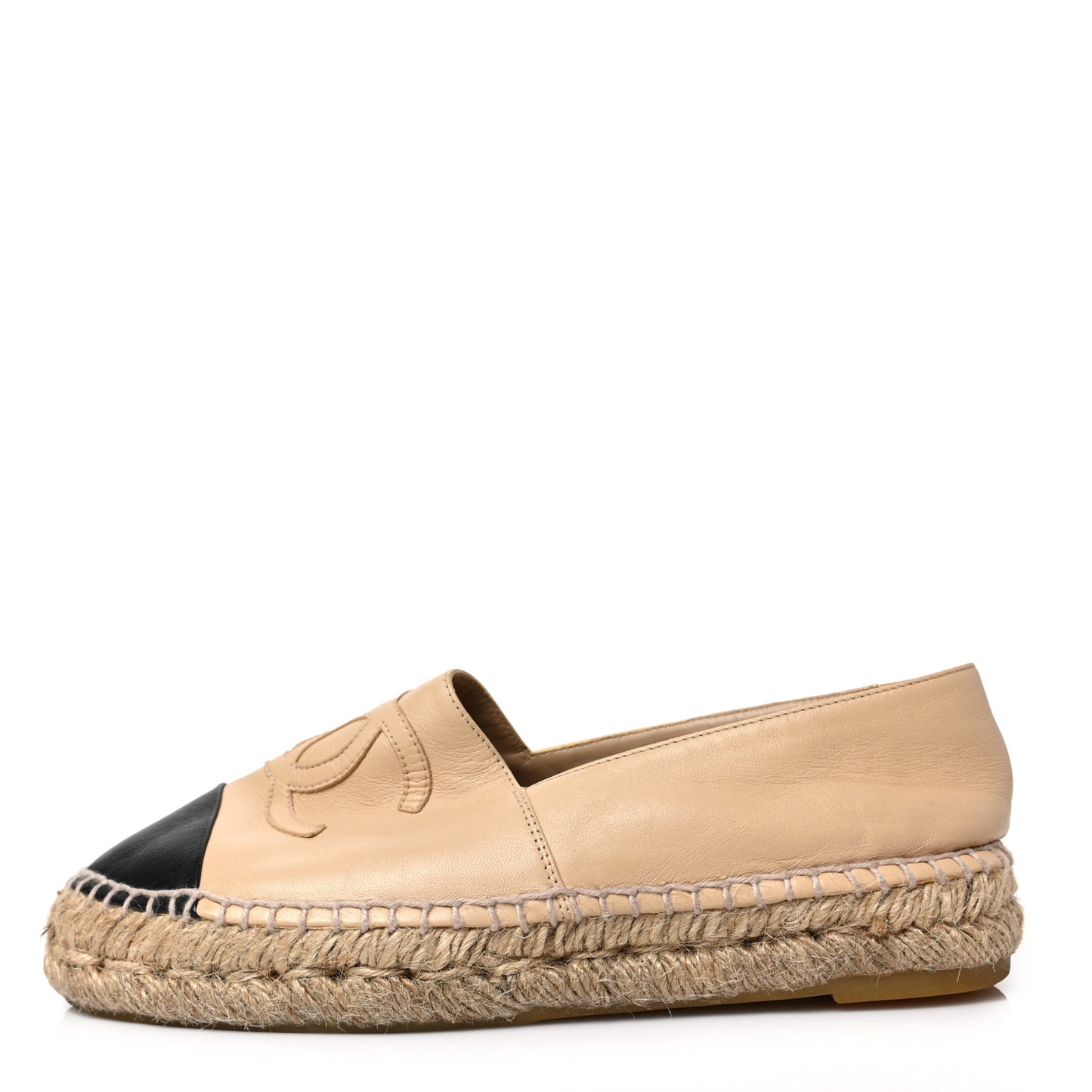 Lambskin CC Espadrilles 36 Beige Black