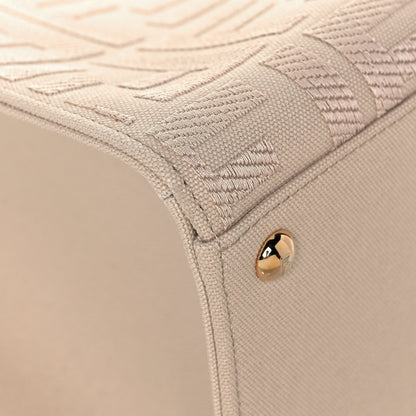 Fendi Canvas Vitello King FF Embroidered Medium Peekaboo X-Tote Poudre 9 of 13