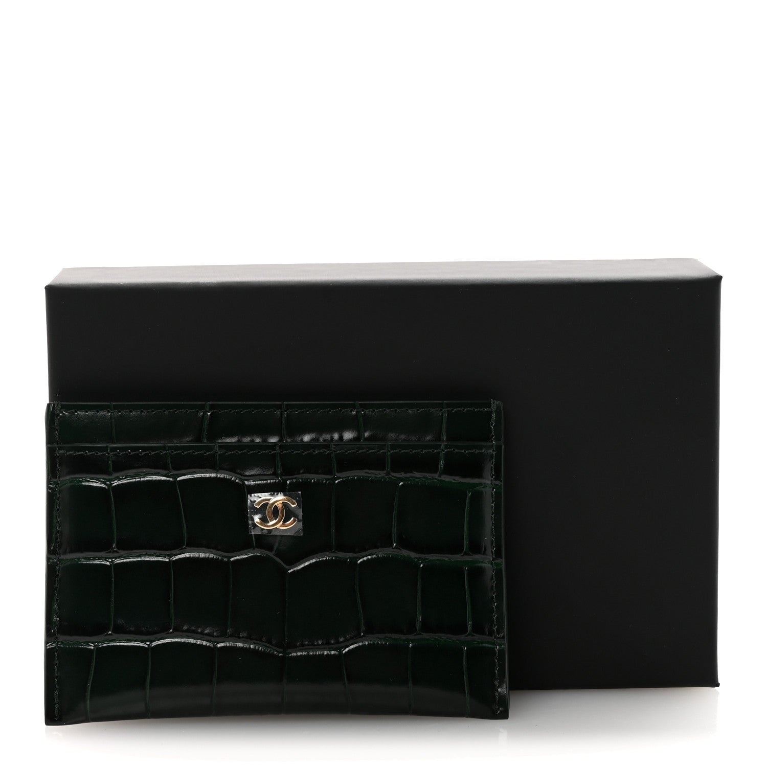 Chanel Calfskin Crocodile Embossed Crococo Card Holder Emerald 8 of 8