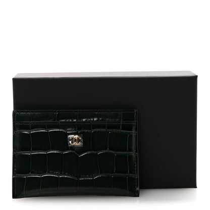 Chanel Calfskin Crocodile Embossed Crococo Card Holder Emerald 8 of 8