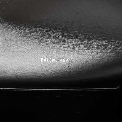 Balenciaga Grained Calfskin Logo Everyday Phone Holder Wallet On Chain Black White 6 of 12
