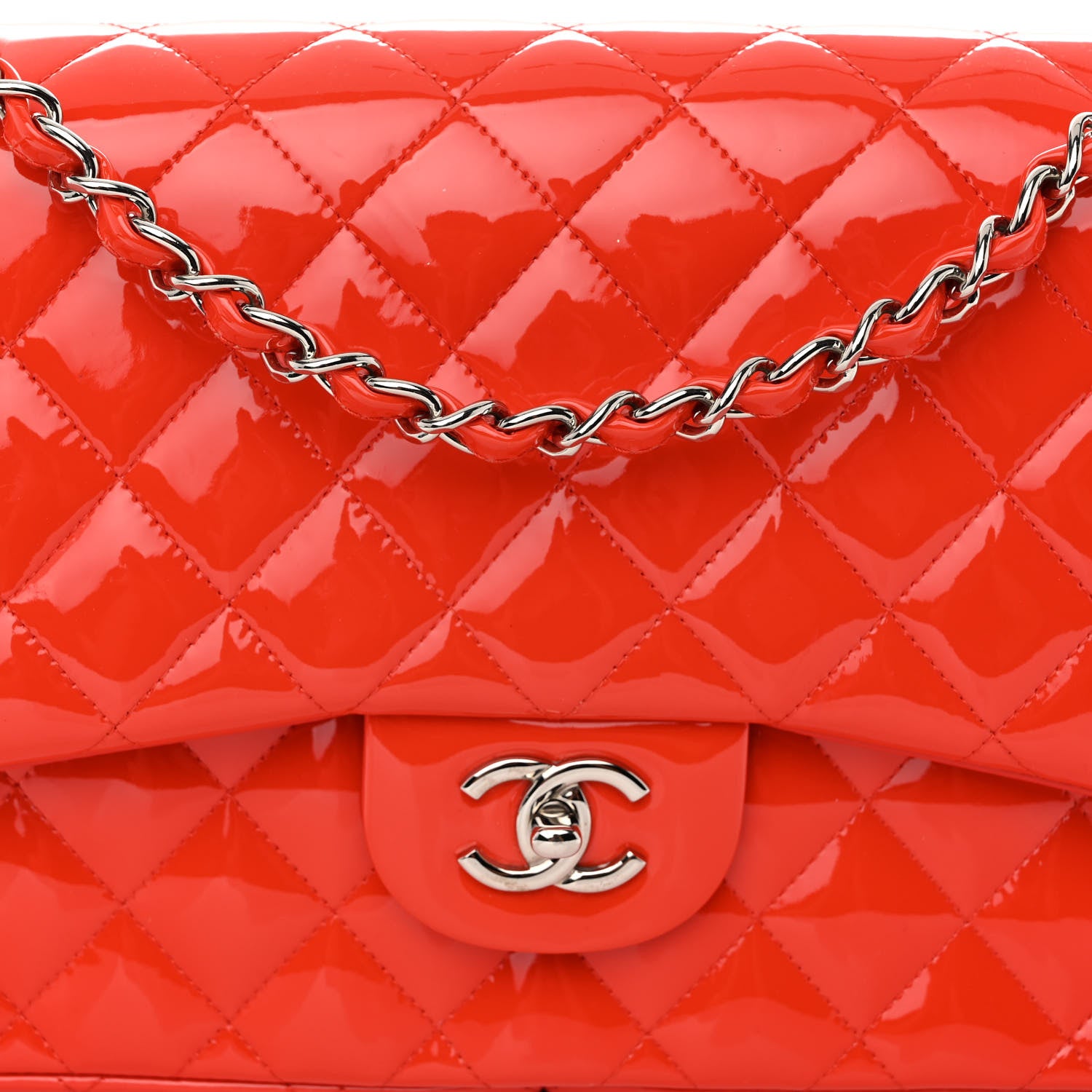Chanel Patent Quilted Jumbo Double Flap Red 8 of 13