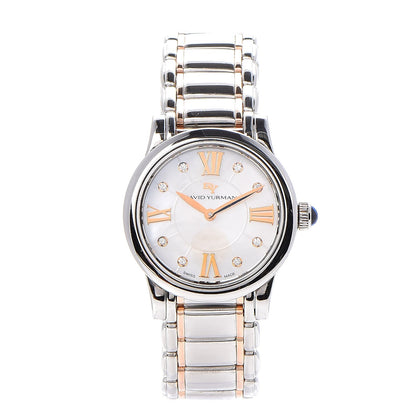 David Yurman Stainless Steel 18K Rose Gold Diamond Mother of Pearl 30mm Classic Quartz Watch 1 of 9