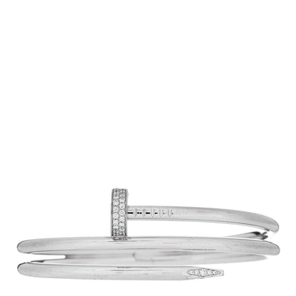 Cartier 18K White Gold Diamond Double Wrap Juste Un Clou Bracelet 16 1 of 4