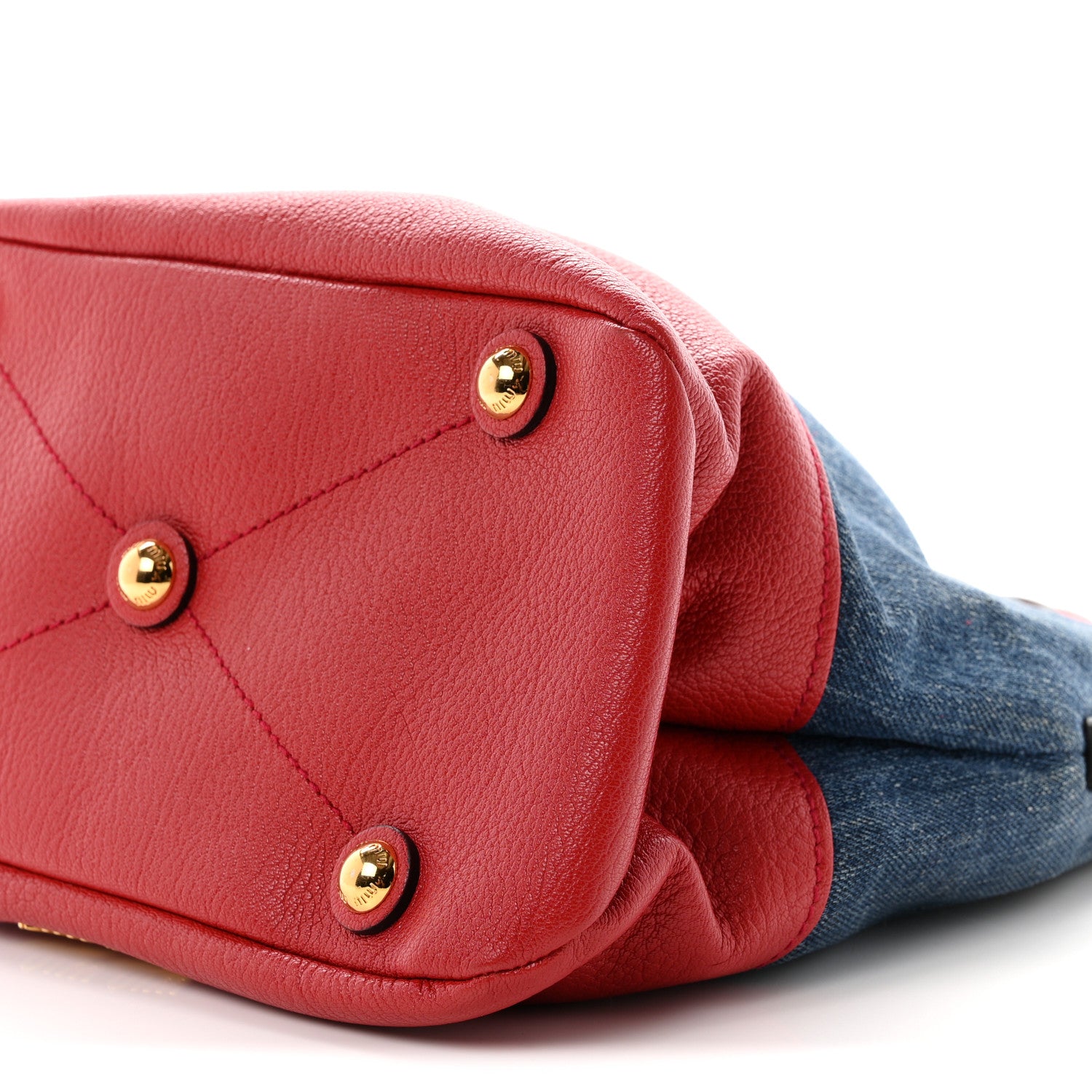 Miu Miu Denim Madras Hobo Bag Blue Fuoco 9 of 9