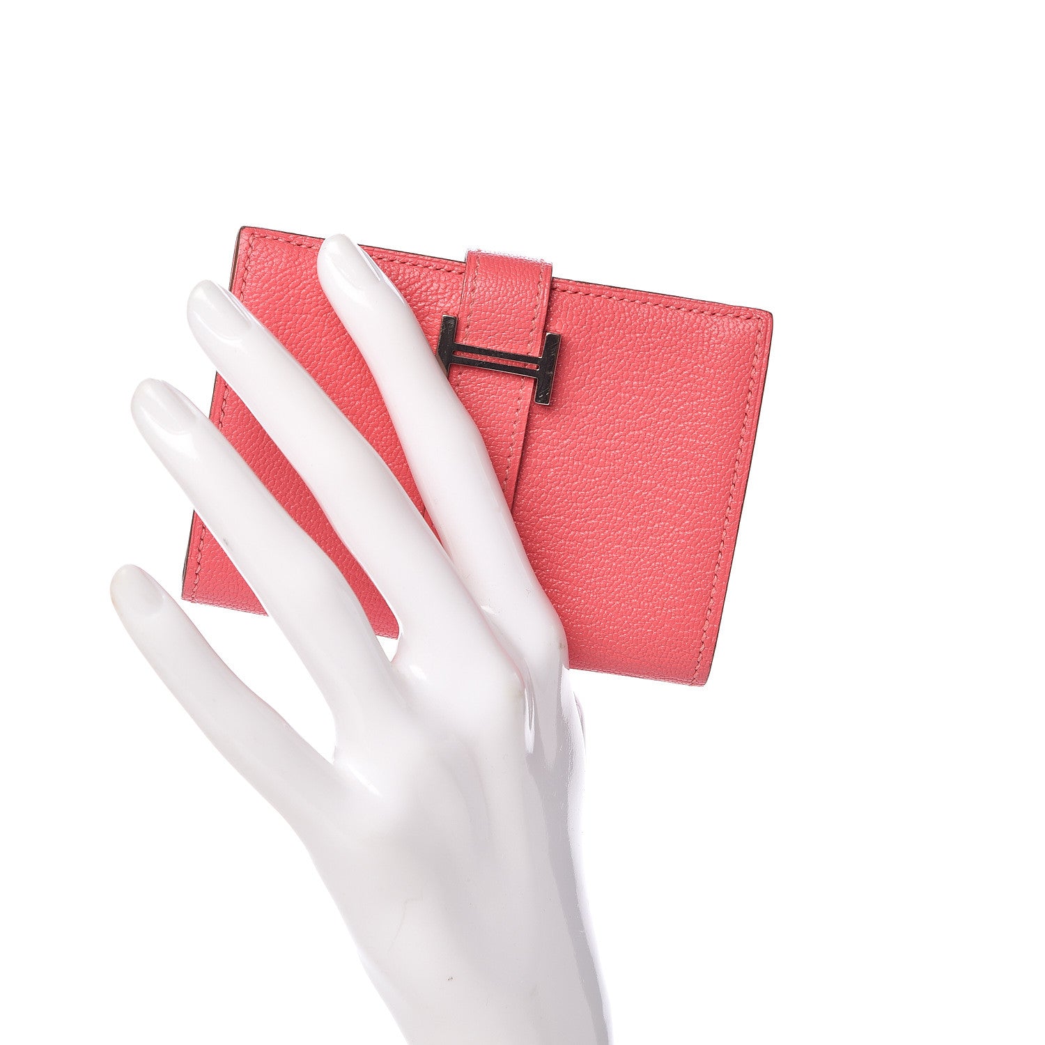 Hermes Chevre Mysore Mini Bearn Wallet Rose Lipstick 2 of 8
