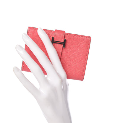 Hermes Chevre Mysore Mini Bearn Wallet Rose Lipstick 2 of 8