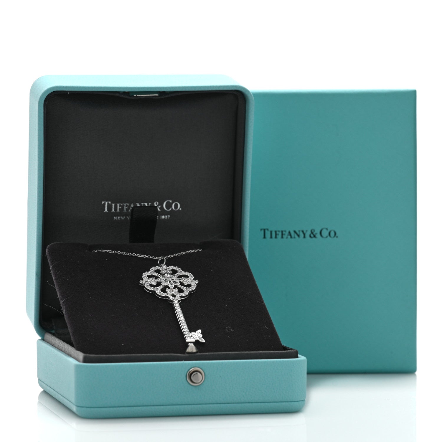 Tiffany Platinum Diamond Enchant Primrose Key Pendant 5 of 5