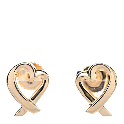 Tiffany 18K Yellow Gold Mini Paloma Picasso Loving Heart Earrings 1 of 4