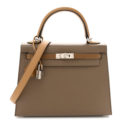 Hermes Epsom Tri-Color Kelly Sellier 25 Etoupe Alezan Biscuit 1 of 10
