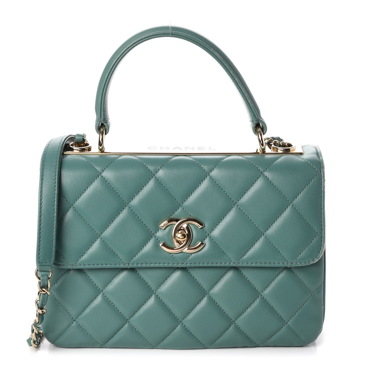 Chanel Lambskin Quilted Small Trendy CC Flap Dual Handle Bag Light Green 1 of 19