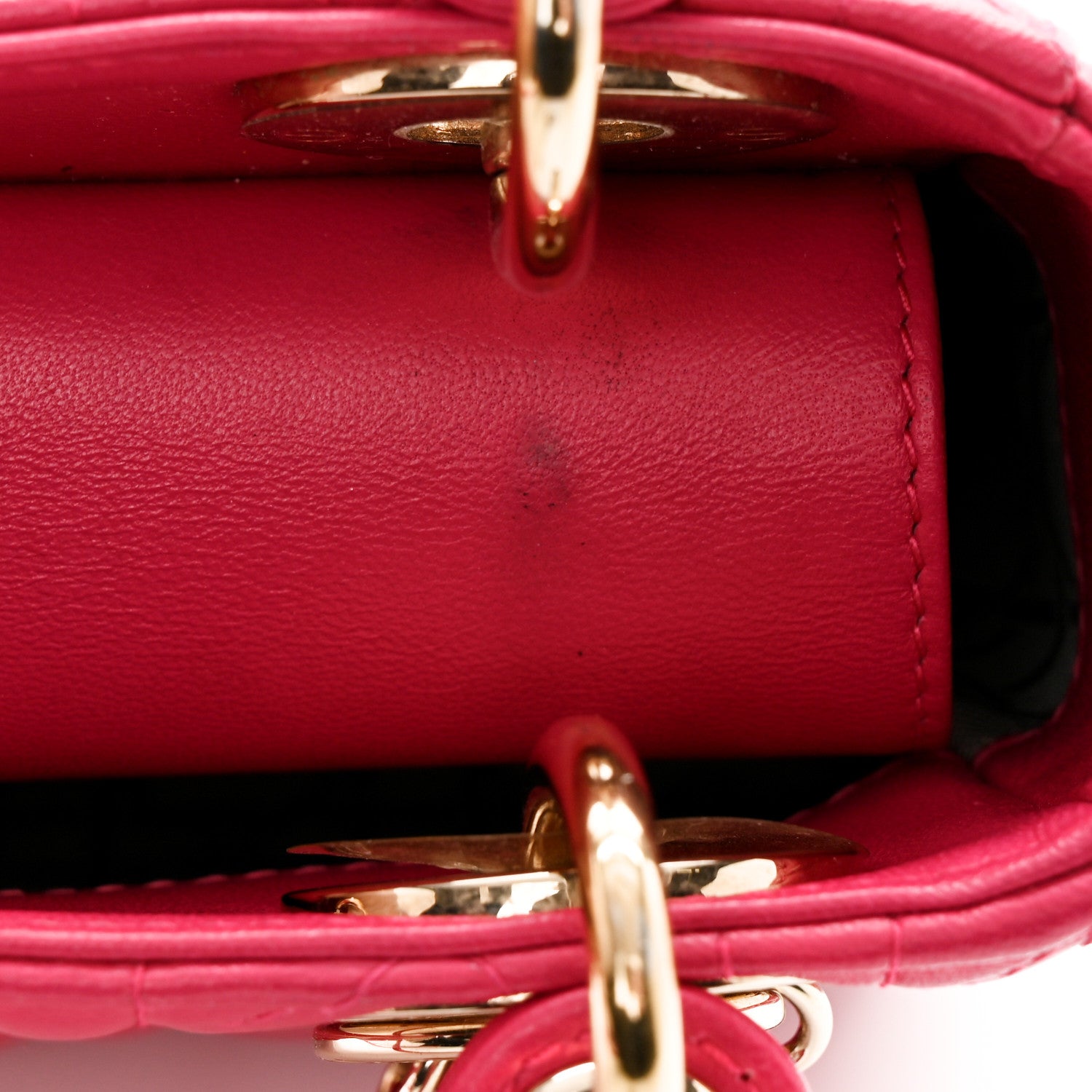 Christian Dior Lambskin Cannage Mini Lady Dior Fuchsia 11 of 13