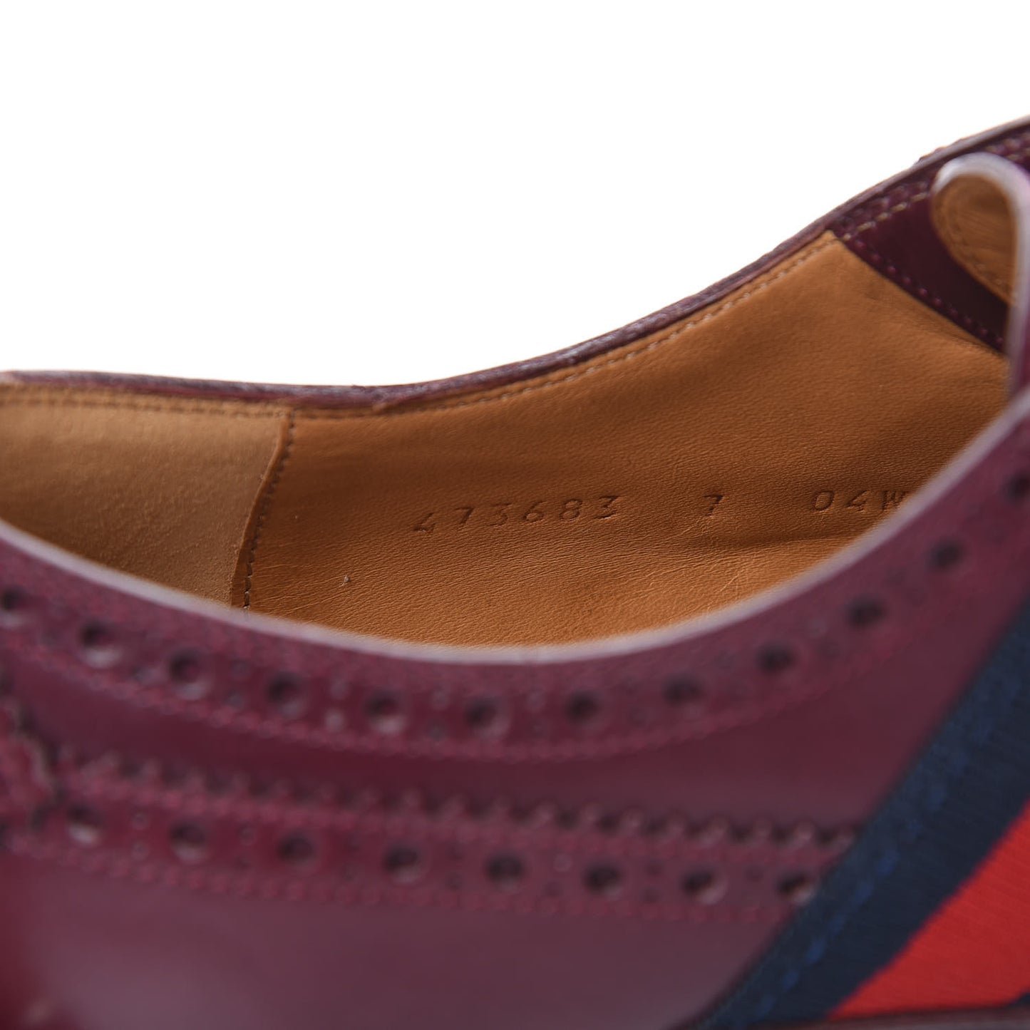 Calfskin Web Bee Embroidered Mens Slip-On Brogue Wingtip Derby Shoes 7 Bordeaux