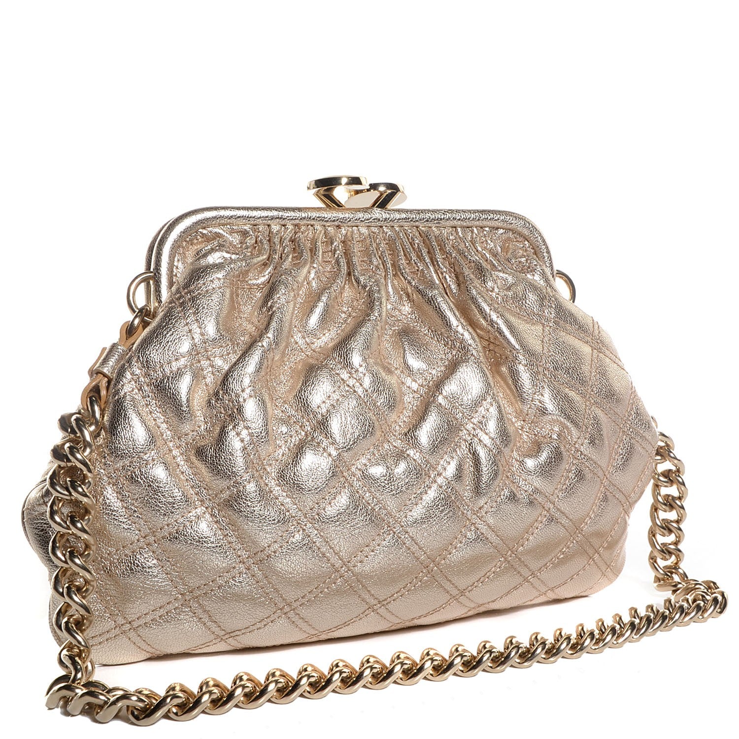 Marc Jacobs Leather Quilted Little Stam Gold 3 of 8