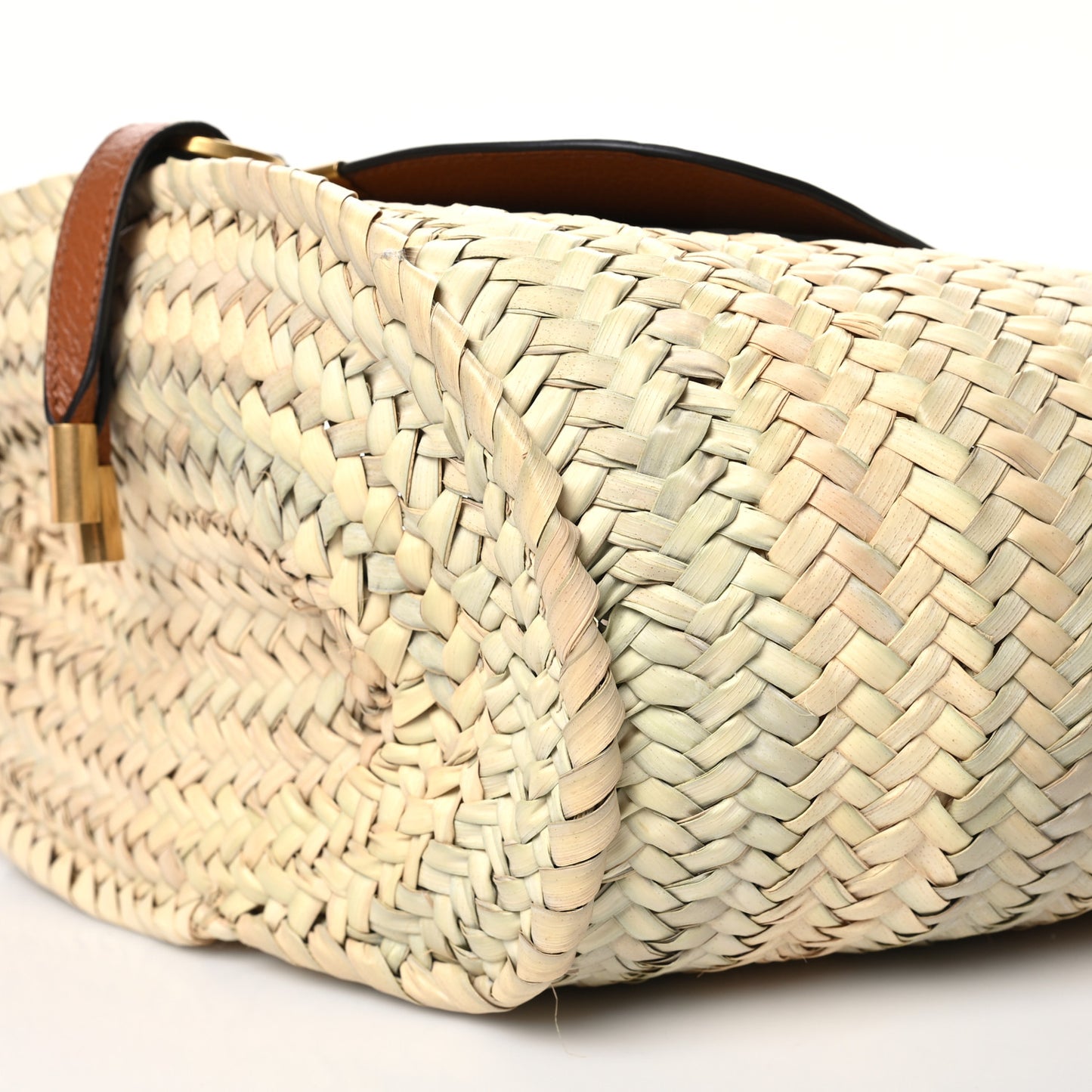 Raffia Small Grain Calfskin Medium Marcie Basket Tan