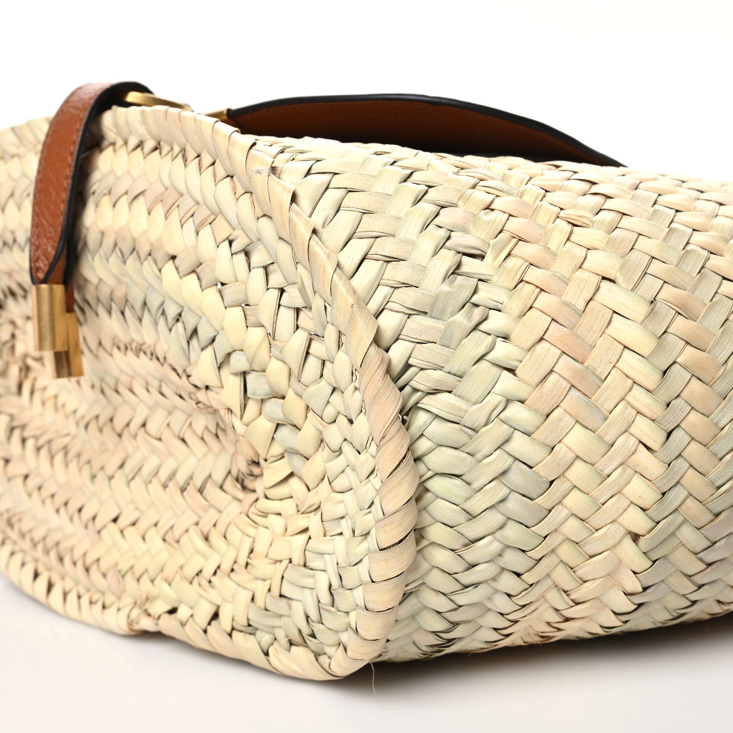 Chloe Raffia Small Grain Calfskin Medium Marcie Basket Tan 9 of 12