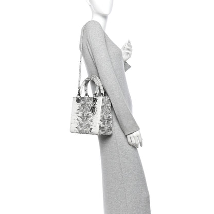 Christian Dior Lizard Medium Lady Dior White Black 2 of 13