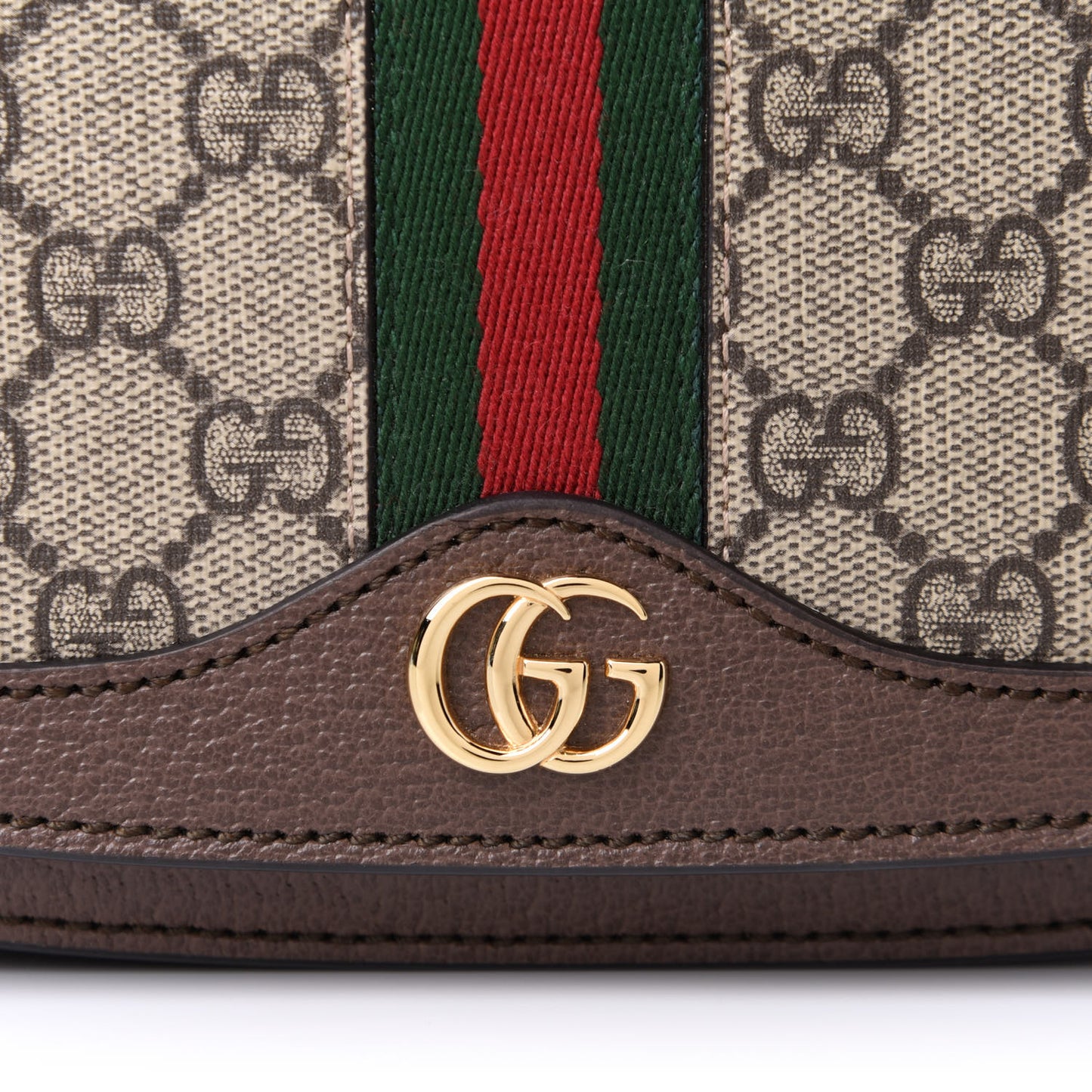 GG Supreme Monogram Web Small Ophidia Flap Messenger Bag Brown