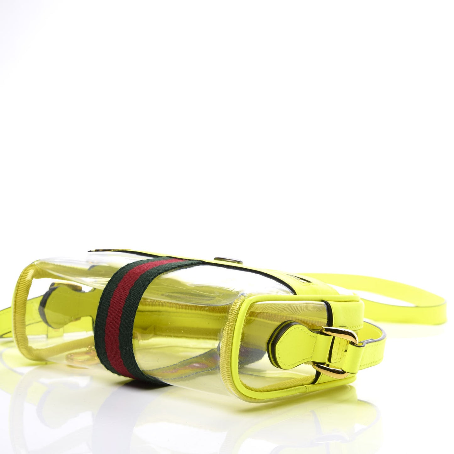 Vinyl Web Mini Ophidia Transparent Shoulder Bag Yellow Fluo