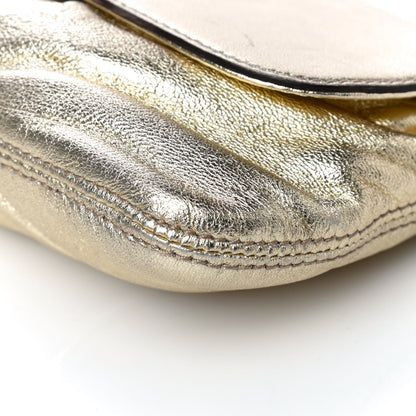 Gucci Metallic Calfskin Satin Bamboo Clutch Argento 11 of 15