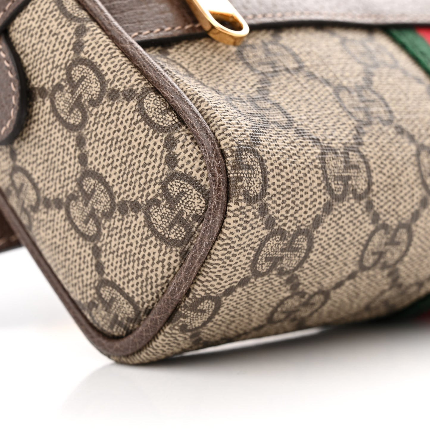 GG Supreme Monogram Web Small Ophidia Belt Bag 75 30 Dark Brown