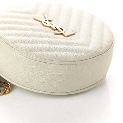 Saint Laurent Grain De Poudre Matelasse Chevron Quilted Round Vinyle Camera Bag Blanc Vintage 8 of 9