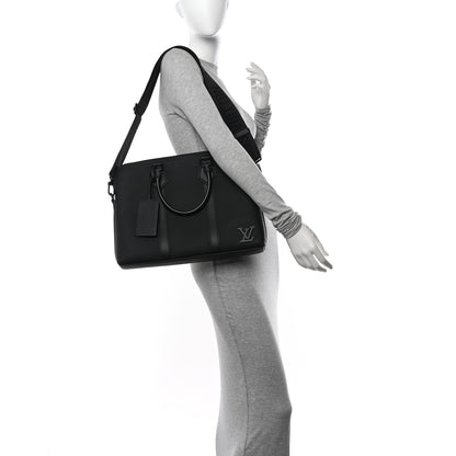 Louis Vuitton Calfskin Aerogram Takeoff Briefcase Black 2 of 10
