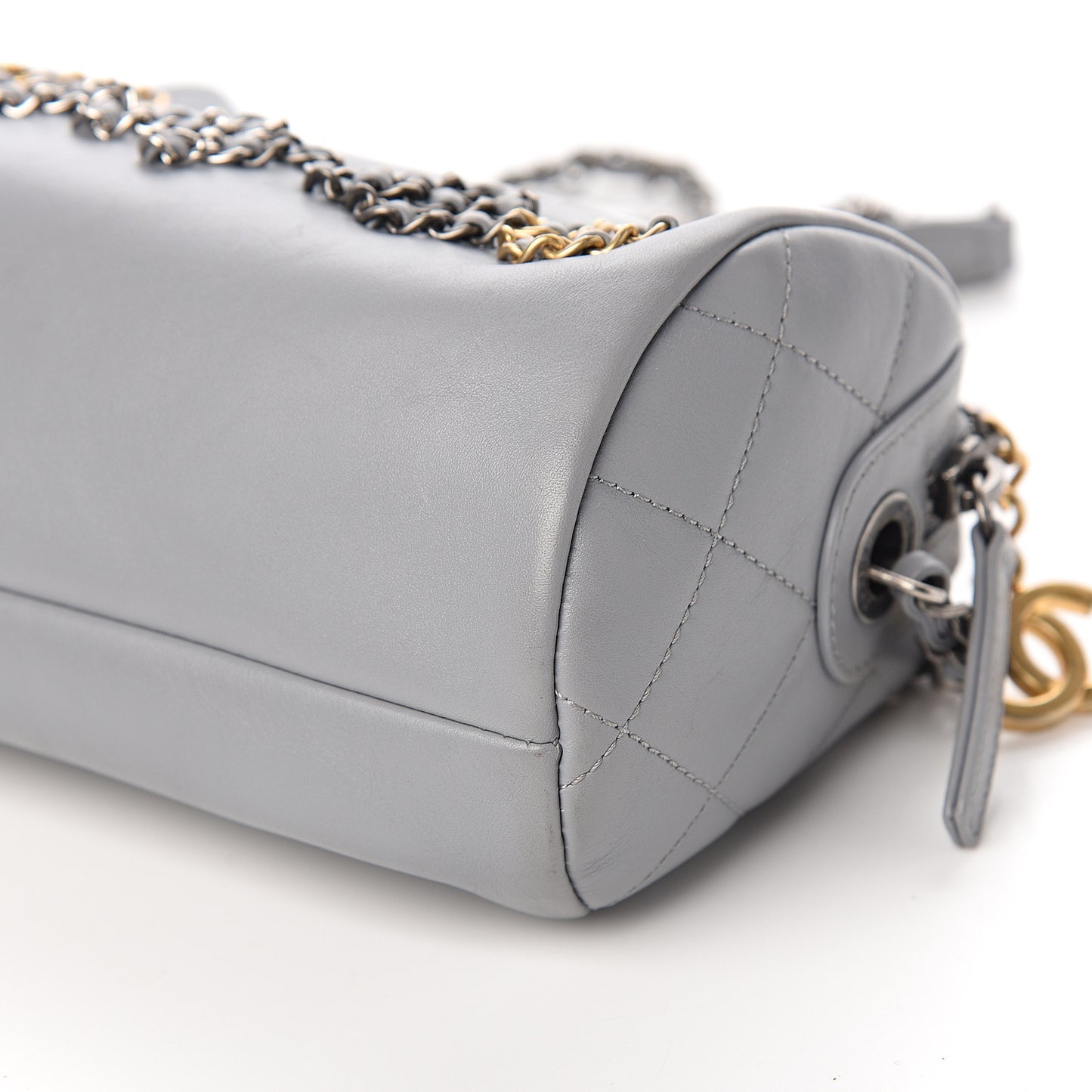 Calfskin Chain 20s Signature Bowling Bag Light Gray
